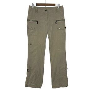 Y2K Urban Life 5/6 Low Rise Wide Leg Cargo‎ Pants Roll Up Multi Pocket Parachute